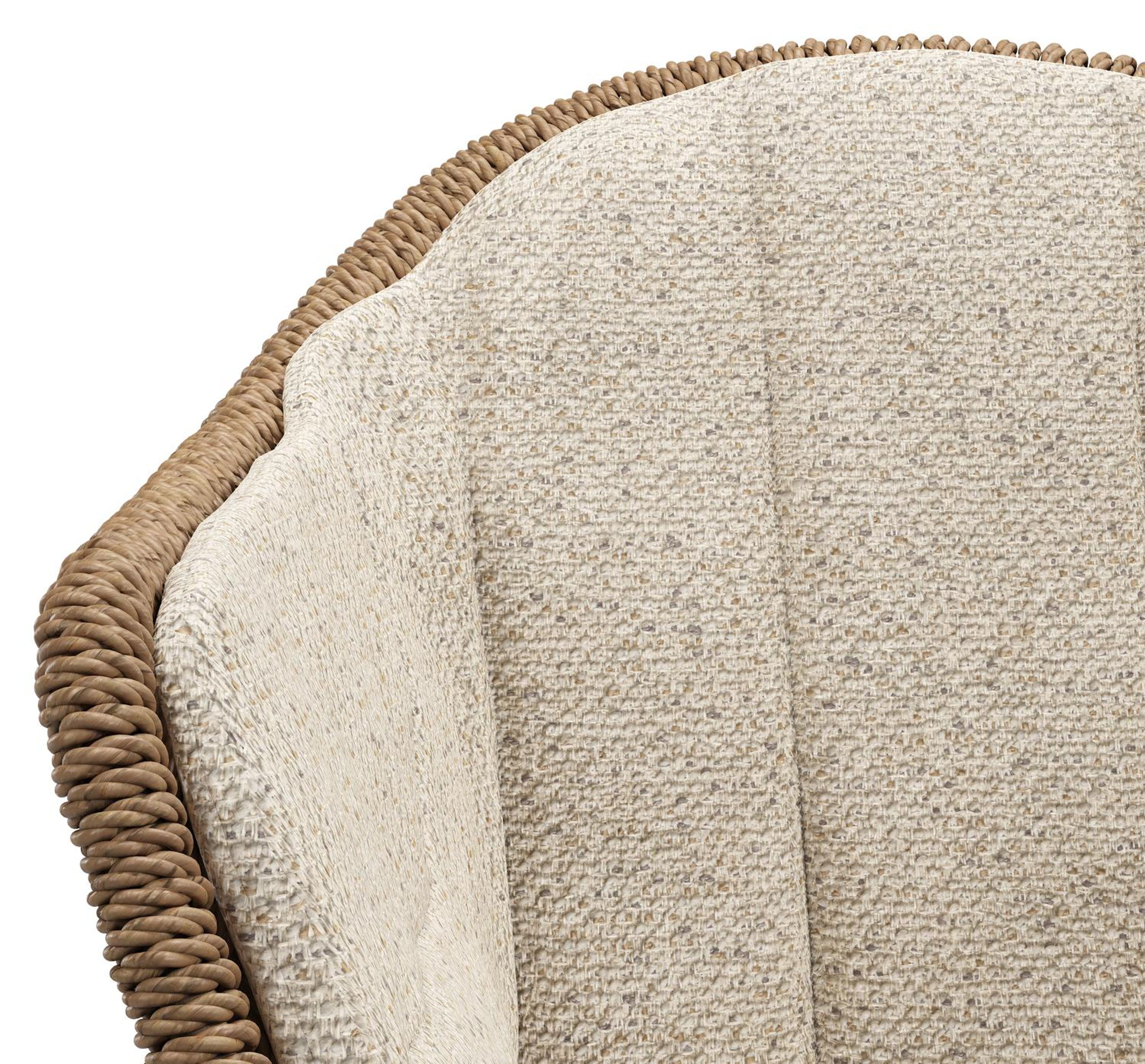 Pagino tuinstoel in wit aluminium en bruin ronde wicker met zitkussen in All Weather Cosytica Bora Desert