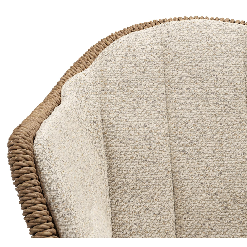 Pagino tuinstoel in wit aluminium en bruin ronde wicker met zitkussen in All Weather Cosytica Bora Desert