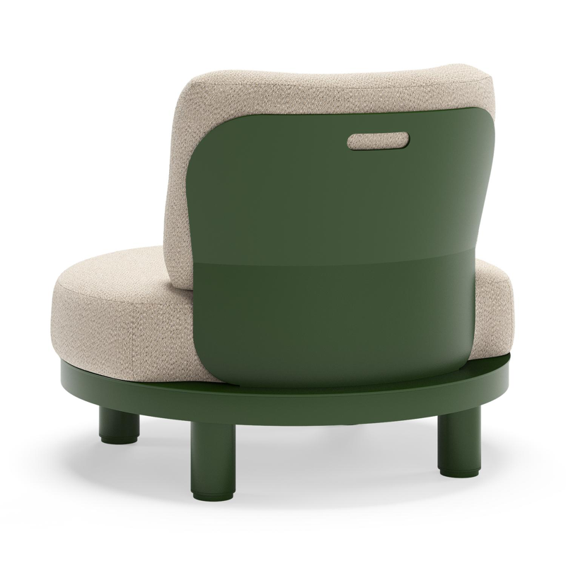 Donato loungestoel in groen aluminium met all weather sunbrella® luxe Lopi Sand kussen