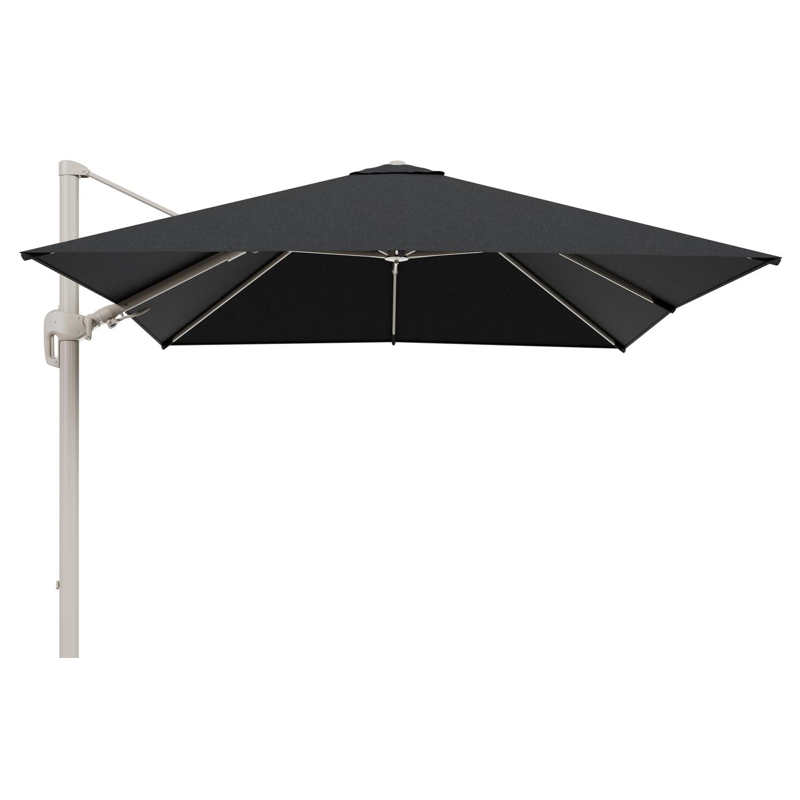 Parasol pendant Rufina avec fonction tilt en aluminium beige et toile de parasol en All Weather Sunbrella® Luxe Chartres Sooty  - Lg.1 300 x Lg.2 300 cm (sans pied de parasol