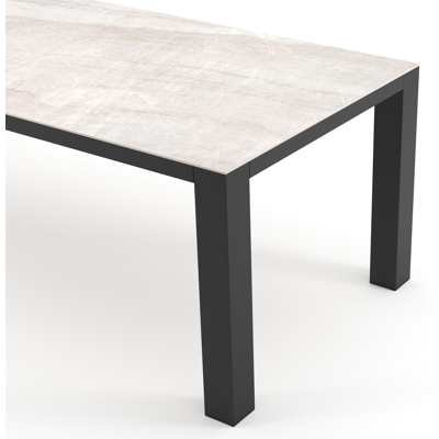 Nano tuintafel rechthoekig in zwart aluminium en volkeramiek Taj Mahal - L 240 x B 100 x H 75 cm