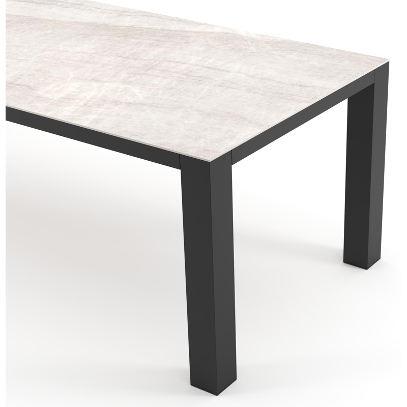Nano tuintafel rechthoekig in zwart aluminium en volkeramiek Taj Mahal - L 240 x B 100 x H 75 cm