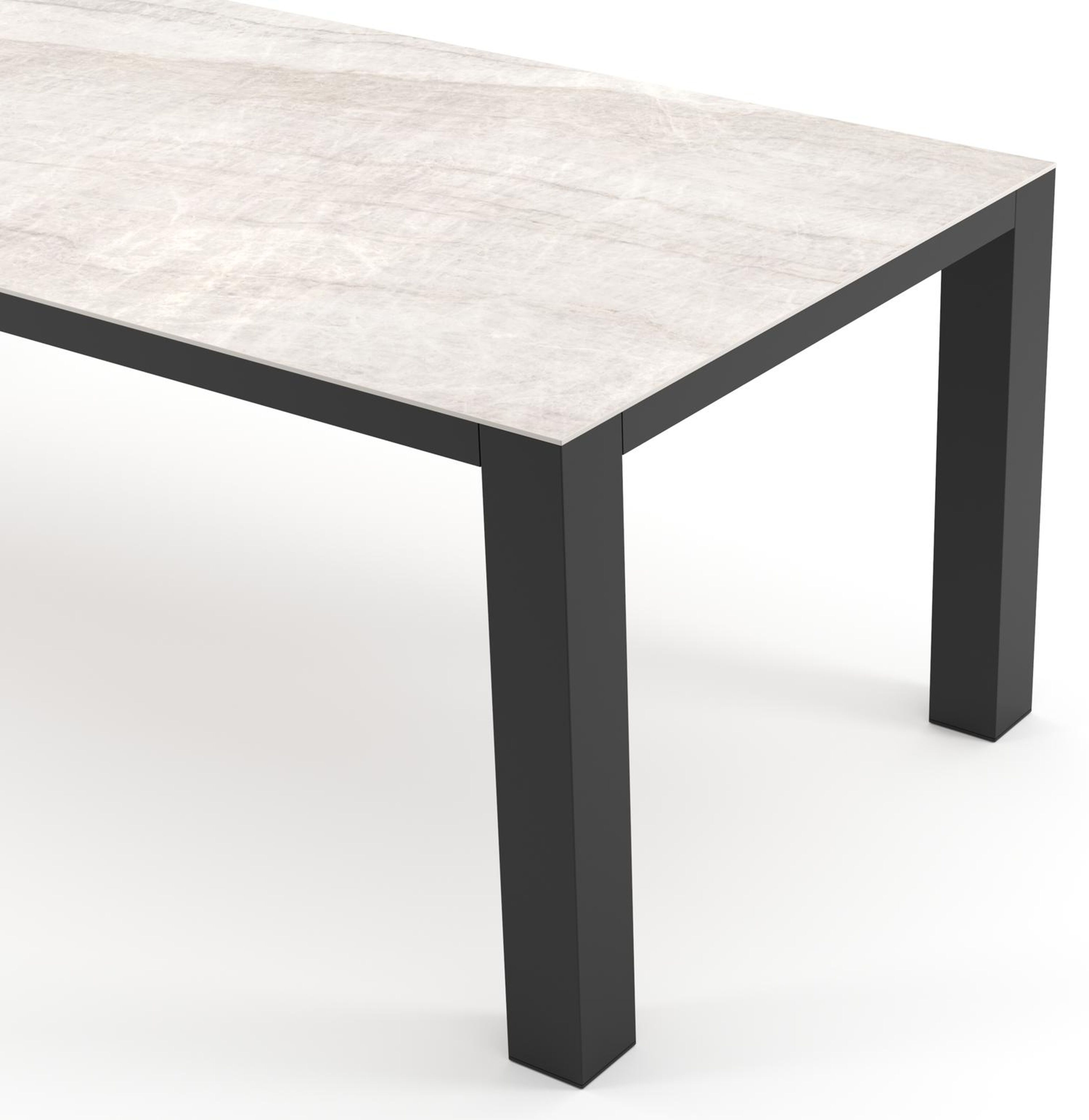 Nano tuintafel rechthoekig in zwart aluminium en volkeramiek Taj Mahal - L 240 x B 100 x H 75 cm