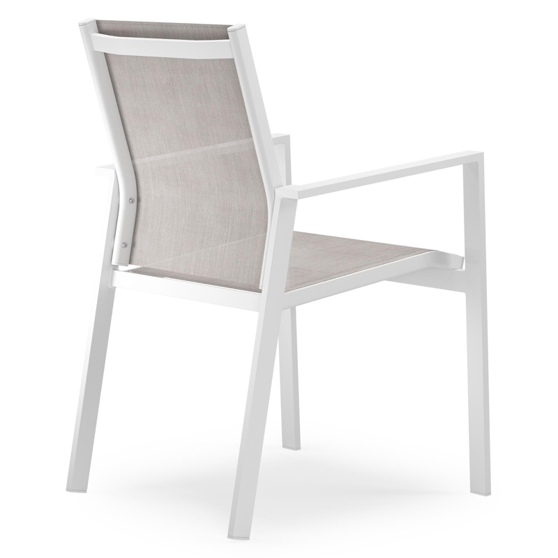 Alora tuinset in wit aluminium en grijs sintered stone met 8 Bahia tuinstoelen