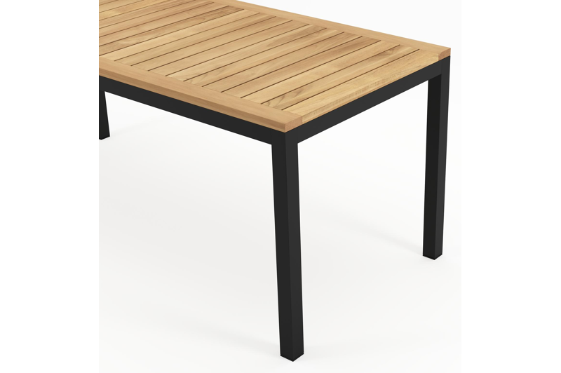 Feltro tuinset in zwart aluminium en teak met 6 stapelbare Amalfi tuinstoelen