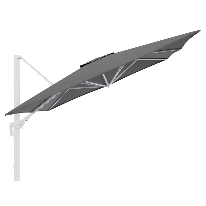Parasol pendant Minore avec fonction tilt en aluminium blanc et toile de parasol en All Weather Solica Firenze Tunder  - Lg.1: 350 x Lg.2: 350 cm (sans pied de parasol
