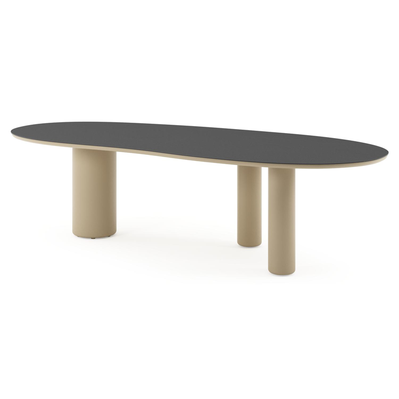 Amico tuintafel organisch in beige aluminium en volkeramiek Nero Black - L 280 x B 120 x H 73.5 cm