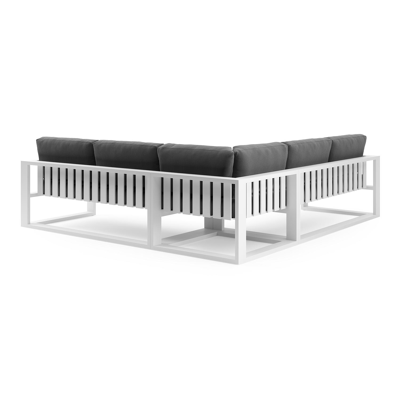 Verato loungehoek in wit aluminium met lopi shadow all weather sunbrella® luxe kussen