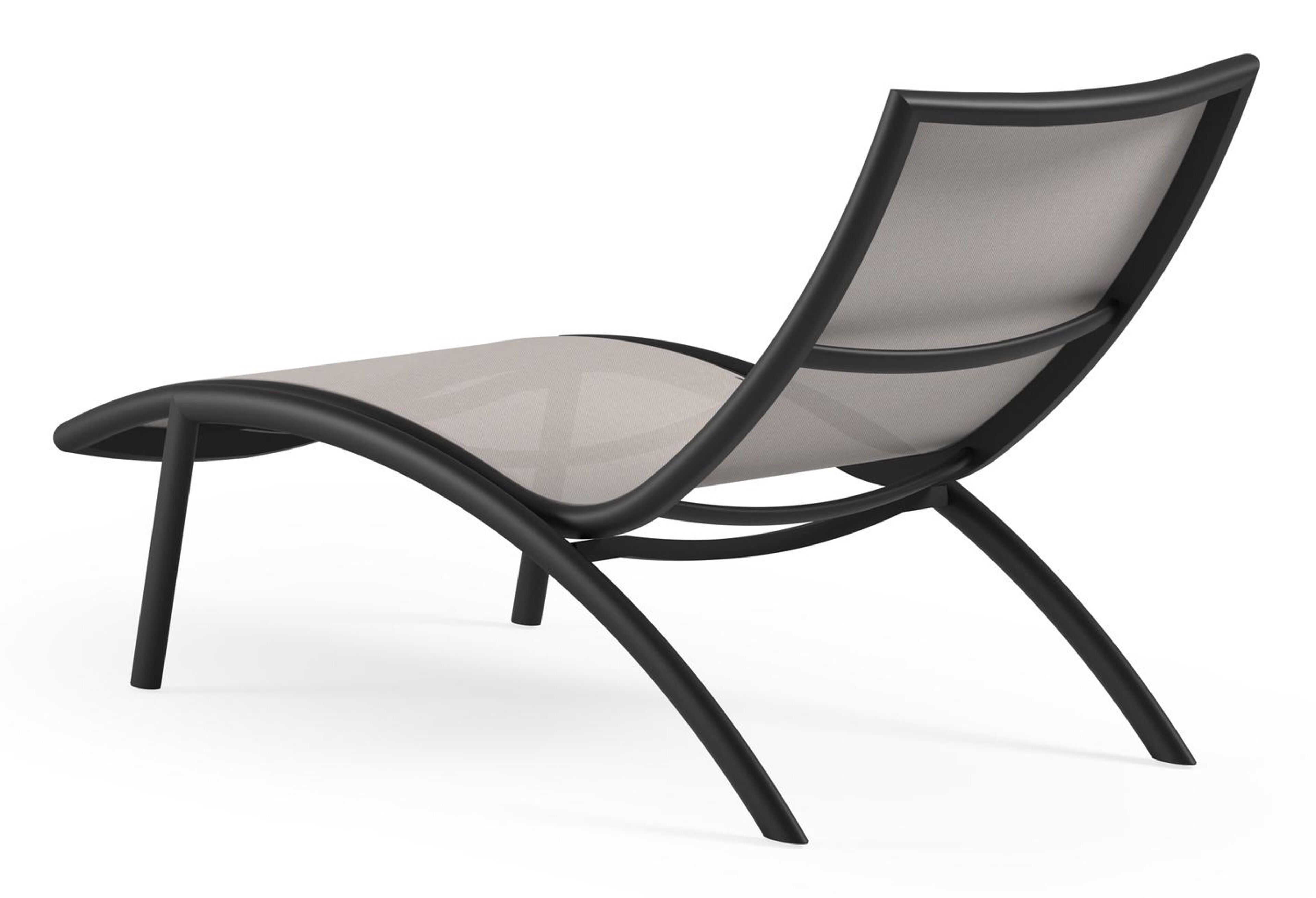 Siena ligbed in zwart aluminium en beige single textilene