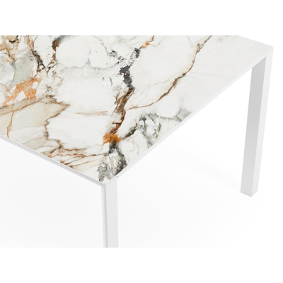 Malito tuintafel in wit aluminium en volkeramiek calacatta luxe - L 280 x B 110 x H 75,5 cm