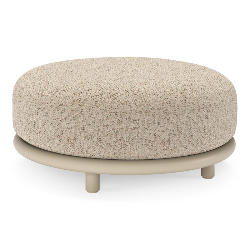 Lomano poef in beige aluminium en beige verticaal geweven luxe vlakke rope met Bora Jungle all weather cosytica