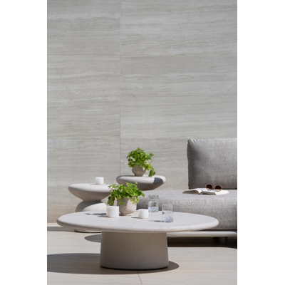 Table basse Globo en béton beige - Lg. 120 x Lrg. 112 x Haut. 34 cm