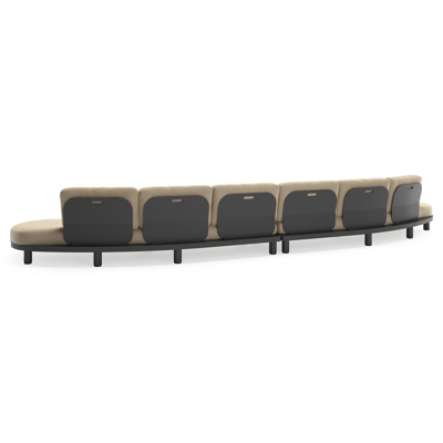 Donato loungebank in zwart aluminium met all weather cosytica Althea Camel kussen