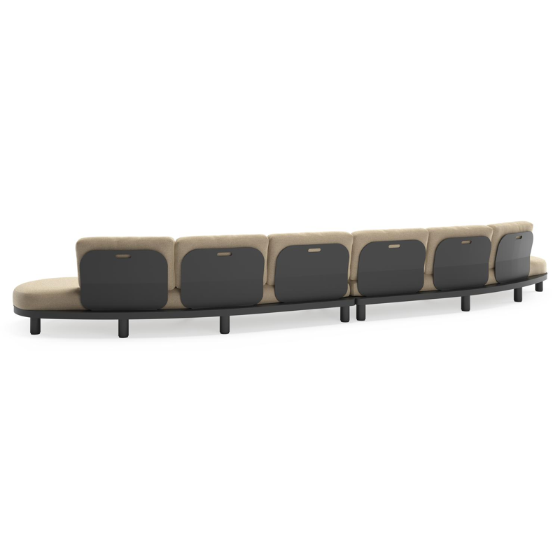 Donato loungebank in zwart aluminium met all weather cosytica Althea Camel kussen