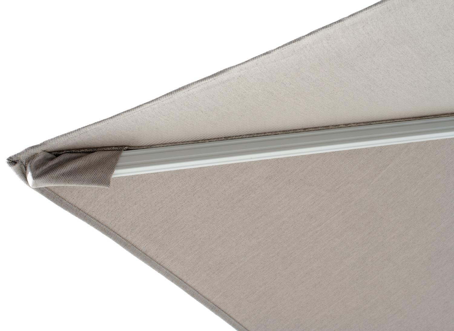 Parasol pedant Avola avec fonction tilt en aluminium blanc avec toile de parasol en all weather sunbrella® premium natte graumel chalk - Lg.1 300 x Lg.2 300 cm (sans pied de parasol)