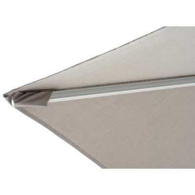 Avola zweefparasol met tiltfunctie in wit aluminium en Natte Graumel Chalk Sunbrella® Premium parasoldoek - L1 300 x L2 300 cm met Pedito parasolvoet 120 kg