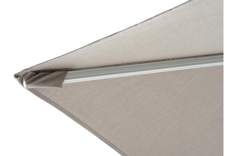 Avola zweefparasol met tiltfunctie in wit aluminium met natte graumel chalk all weather sunbrella® premium parasoldoek - L1 300 x L2 300 cm (zonder voet)