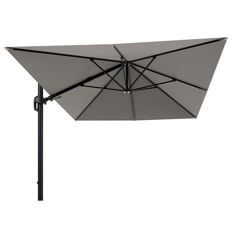 Parasol pendant Rufina avec fonction tilt en aluminium noir et toile de parasol en All Weather Solica Firenze Sand  - Lg.1 400 x Lg.2 300 cm (sans pied de parasol