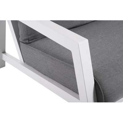 Zen'so balkonset in wit aluminium met natte charcoal chine Sunbrella premium kussens