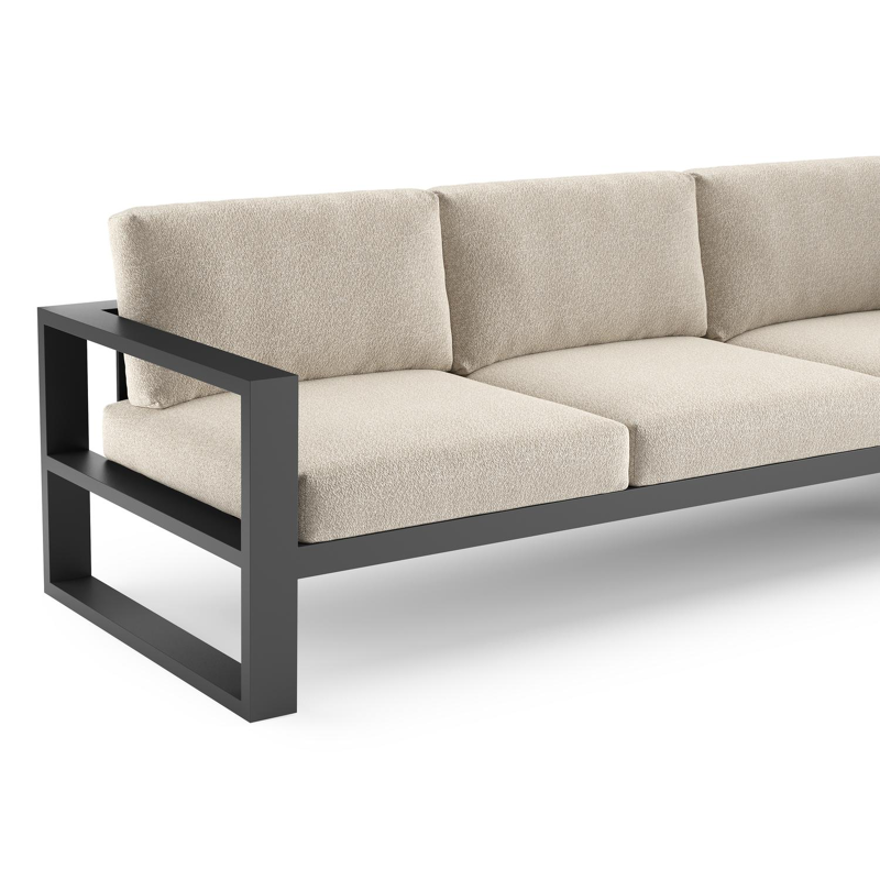 Verato loungehoek in zwart aluminium met marbella ecru all weather cosytica kussen