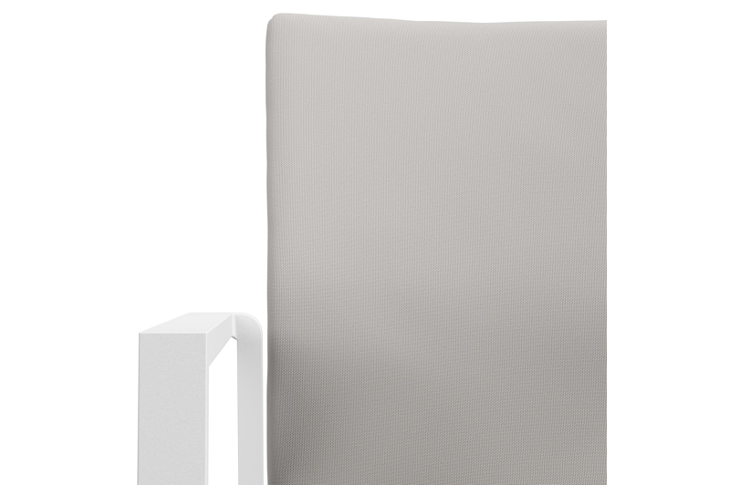 Ensemble de jardin Varese en aluminium blanc avec plateau de table en teck naturel et 10 chaises de jardin empilables Madura