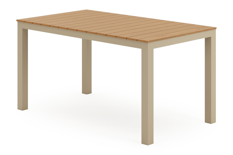 Toma tuintafel in beige aluminium en polywood - L 140 x B 80 x H 72.5 cm