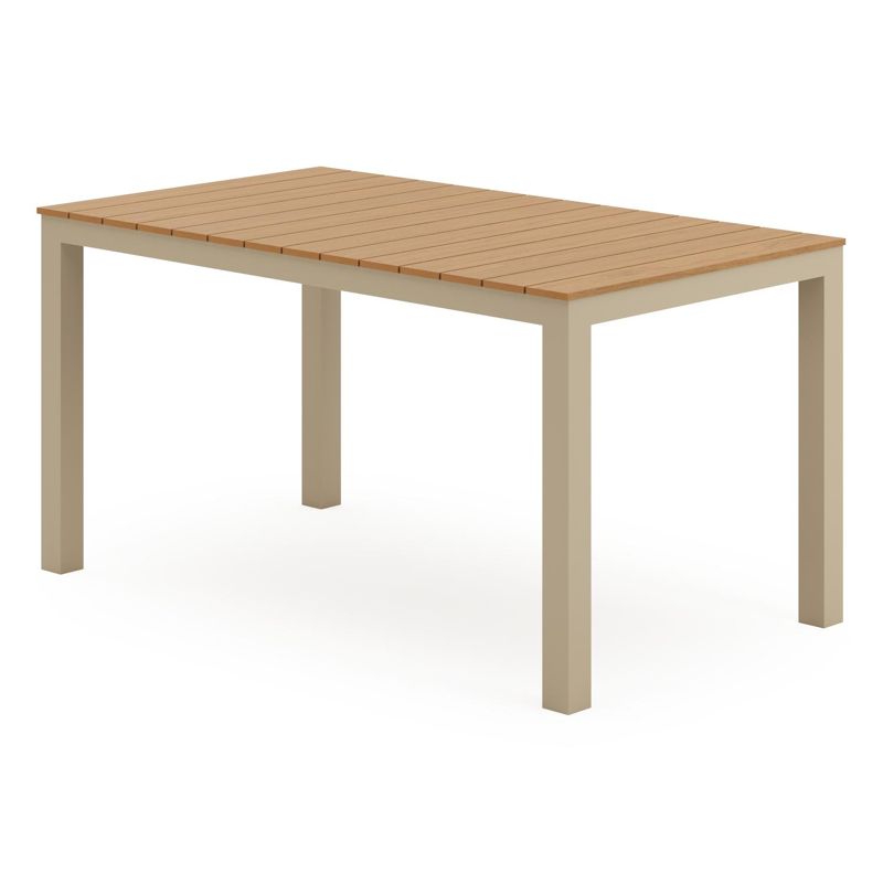 Toma tuintafel in beige aluminium en polywood - L 140 x B 80 x H 73 cm