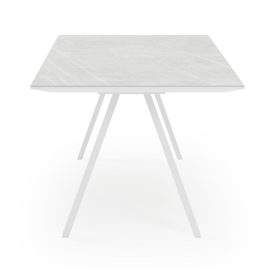 Table de jardin Cesano en aluminium blanc et céramique pleine zaha stone - Lg 240 x Larg. 100 x H 74 cm