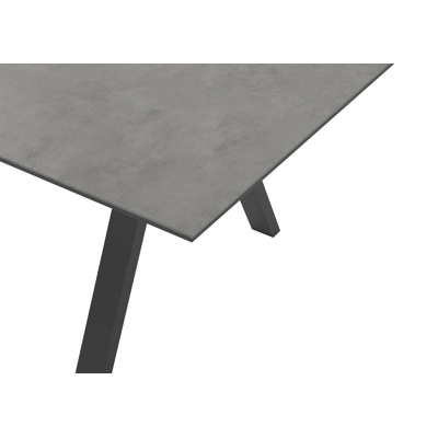 Puglia tuinset in zwart aluminium en grijs volkeramiek tafelblad met 8 stapelbare Bareto tuinstoelen