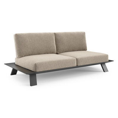 Cesano loungebank in zwart aluminium met chartres pewter all weather Sunbrella® luxe kussen