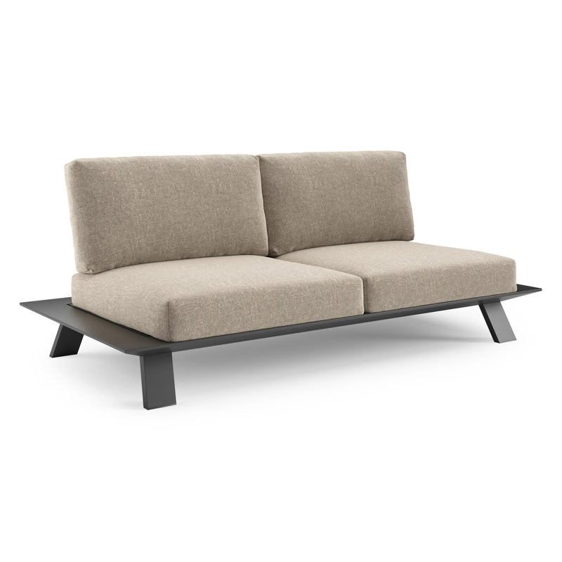 Cesano loungebank in zwart aluminium met chartres pewter all weather Sunbrella® luxe kussen