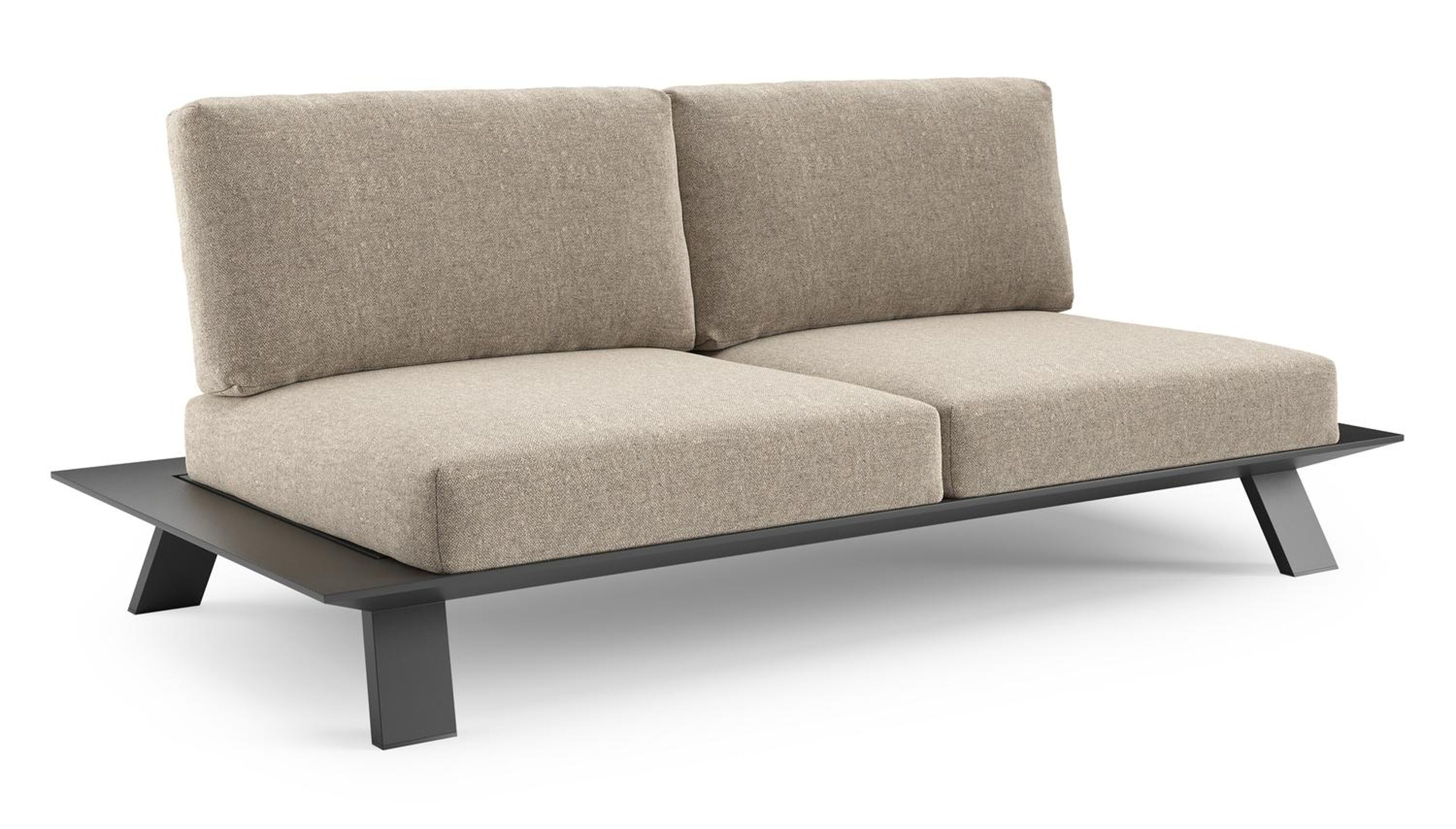 Cesano loungebank in zwart aluminium met chartres pewter all weather Sunbrella® luxe kussen