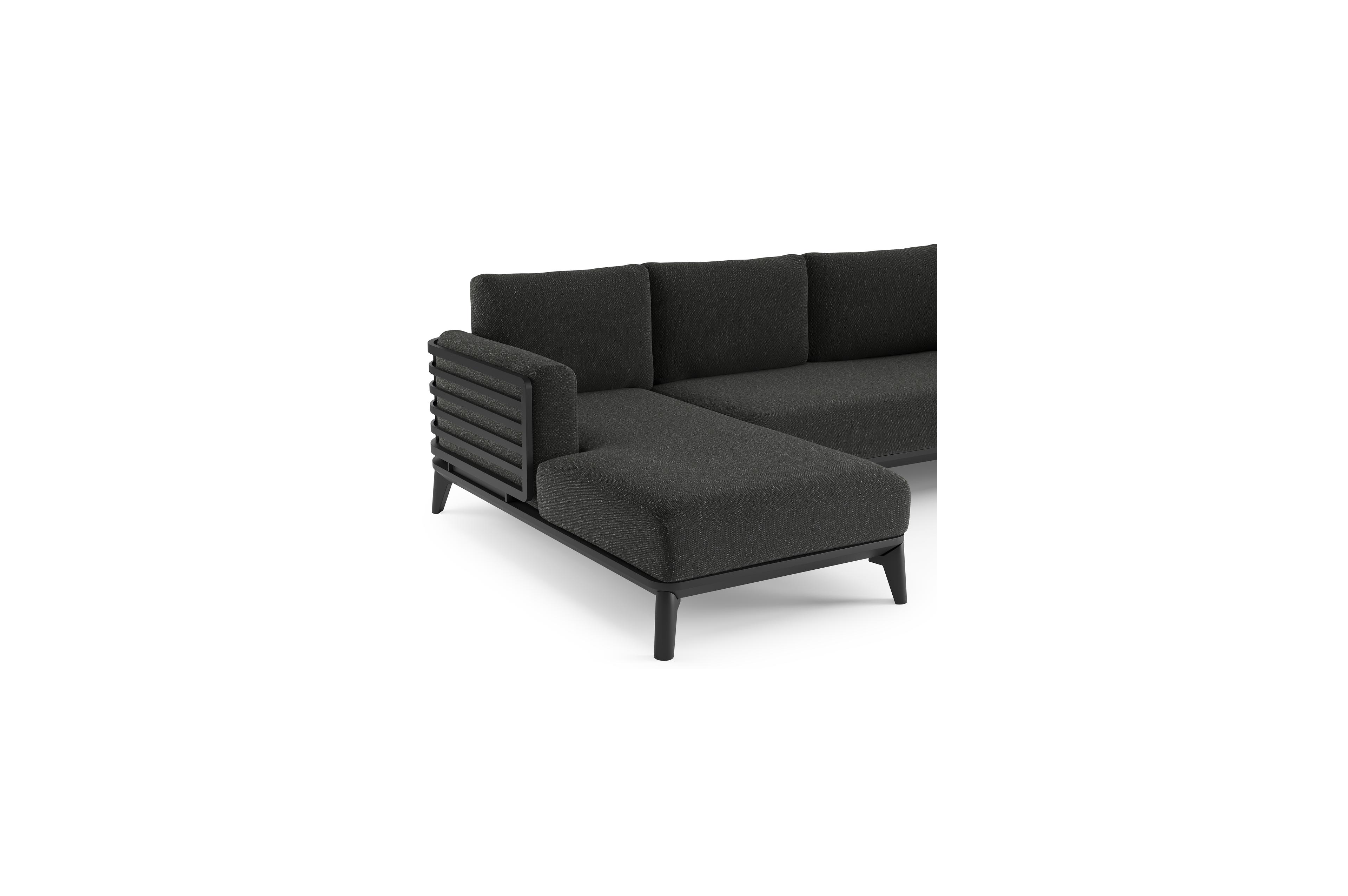 Mosa loungehoek in zwart aluminium met sky black weather+ softtouch kussen
