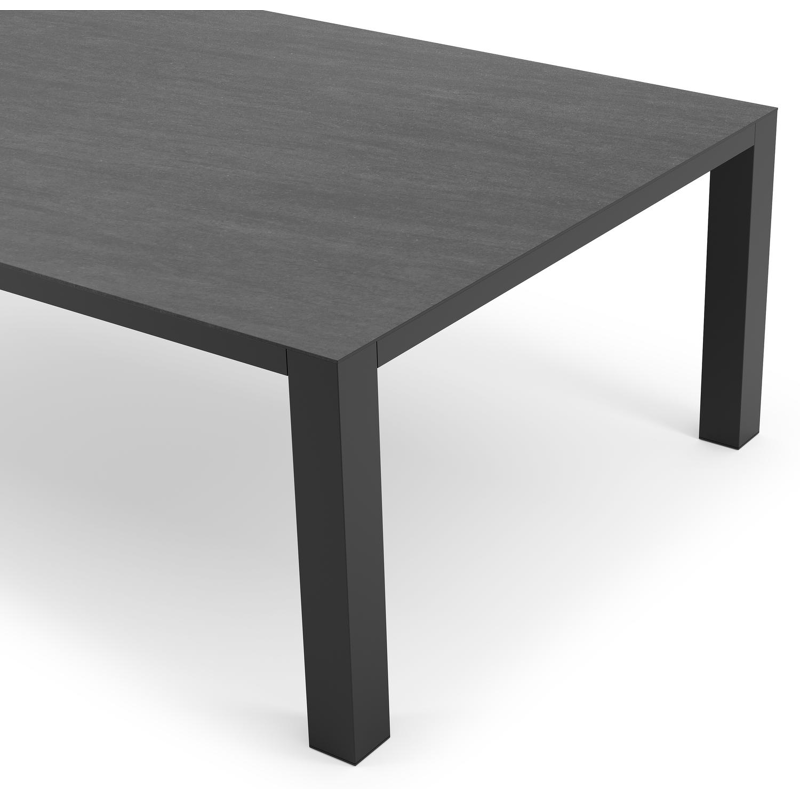 Nano tuintafel in zwart aluminium en volkeramiek basalt black - L 240 x B 148 x H 75 cm