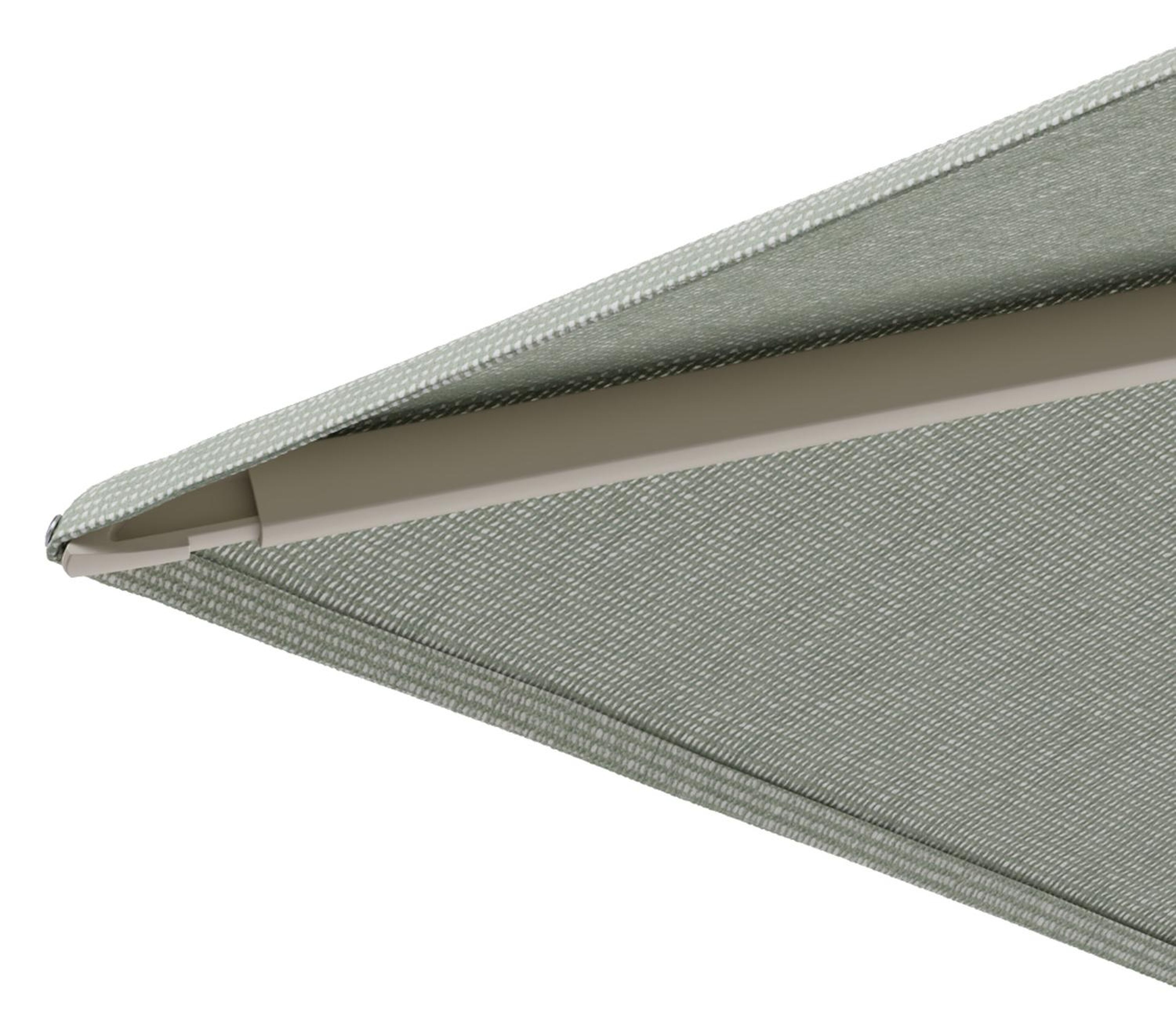 Minore zweefparasol met tiltfunctie in beige aluminium en Slow Spirea All Weather Sunbrella® Luxe parasoldoek - L1 350 x L2 350 cm (zonder voet) (zonder voet)