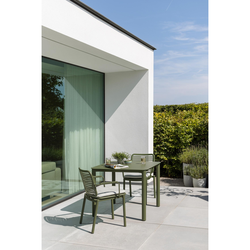 Orso tuintafel afgerond vierkant in groen aluminium - L 90 x B 90 x H 75 cm