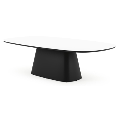 Amico tuintafel bombo xl in zwart aluminium en volkeramiek Arctic White - L 270 x B 148 x H 73.5 cm