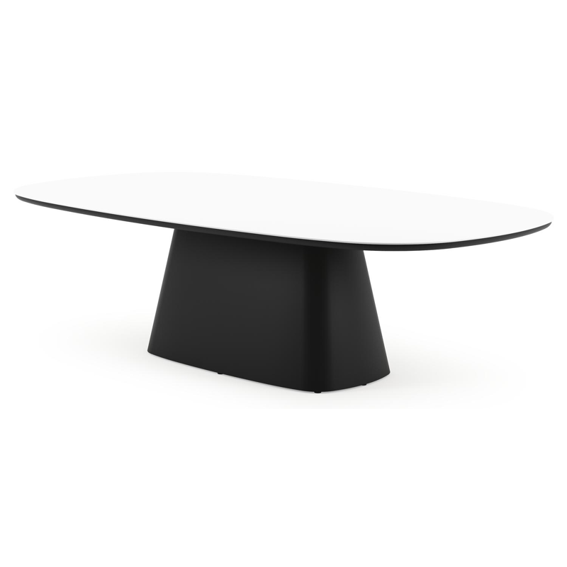 Amico tuintafel bombo xl in zwart aluminium en volkeramiek Arctic White - L 270 x B 148 x H 73.5 cm