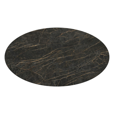 Table de jardin Fano ovale en aluminium beige et céramique pleine Black Obsession - Lg. 240 x Lrg. 135 x Haut. 75 cm