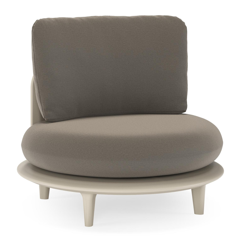 Bomero loungestoel in beige aluminium met natte carbon beige all weather sunbrella® luxe kussen