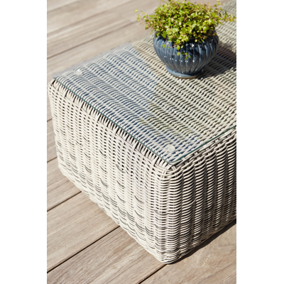 Borello loungetafel in grijs wicker en grijs glas - L 120 x B 60 x H 40 cm