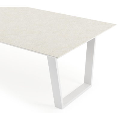 Pagino tuintafel in wit aluminium en volkeramiek shilin - L 280 x B 110 x H 74,5 cm