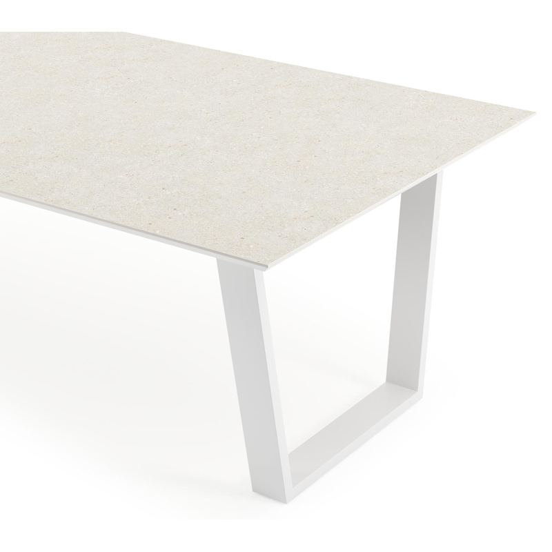 Pagino tuintafel in wit aluminium en volkeramiek shilin - L 280 x B 110 x H 74,5 cm
