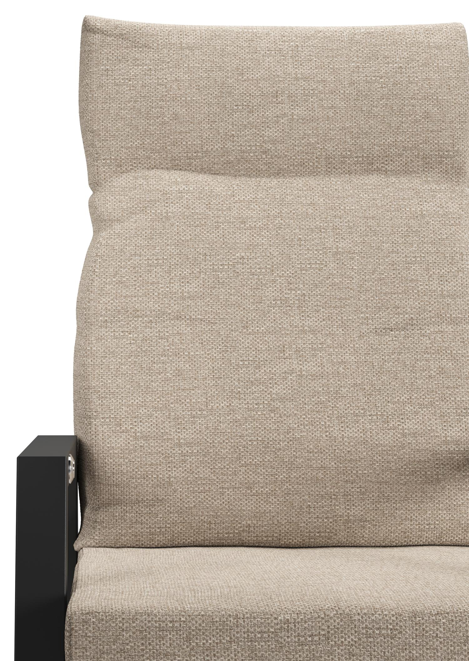 Chaise de jardin Leon en aluminium noir et textilène beige avec coussin en Rustic Weather+ Softtouch 