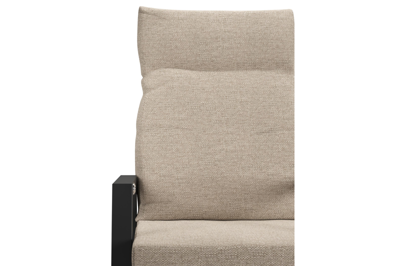 Leon tuinstoel in zwart aluminium en beige textilene met kussen in Rustic Weather+ Softtouch