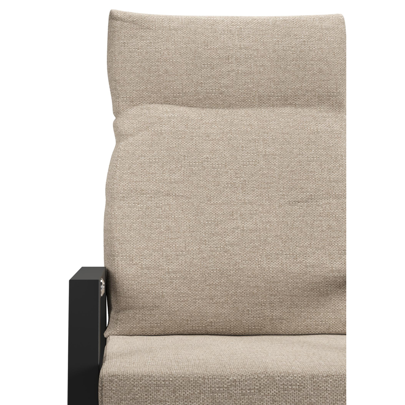 Chaise de jardin Leon en aluminium noir et textilène beige avec coussin en Rustic Weather+ Softtouch 