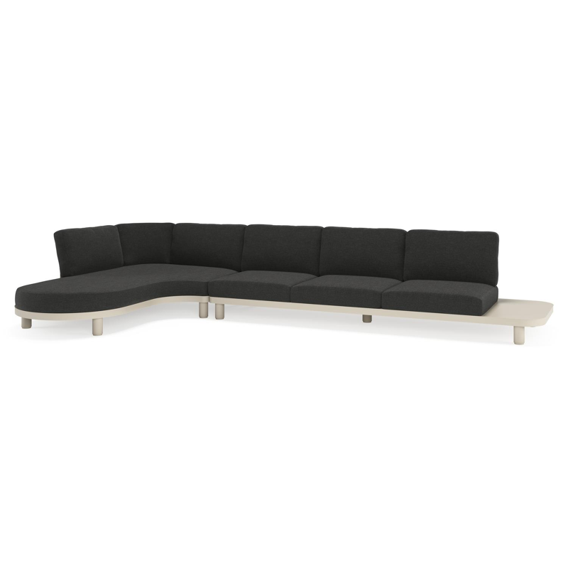 Donato loungehoek in beige aluminium met chartres sooty all weather sunbrella® luxe kussen