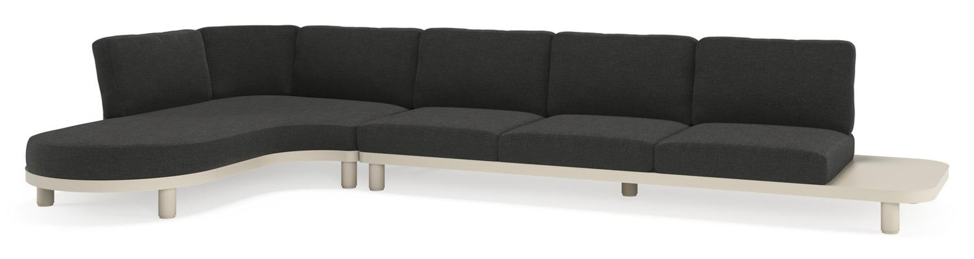 Donato loungehoek in beige aluminium met chartres sooty all weather sunbrella® luxe kussen