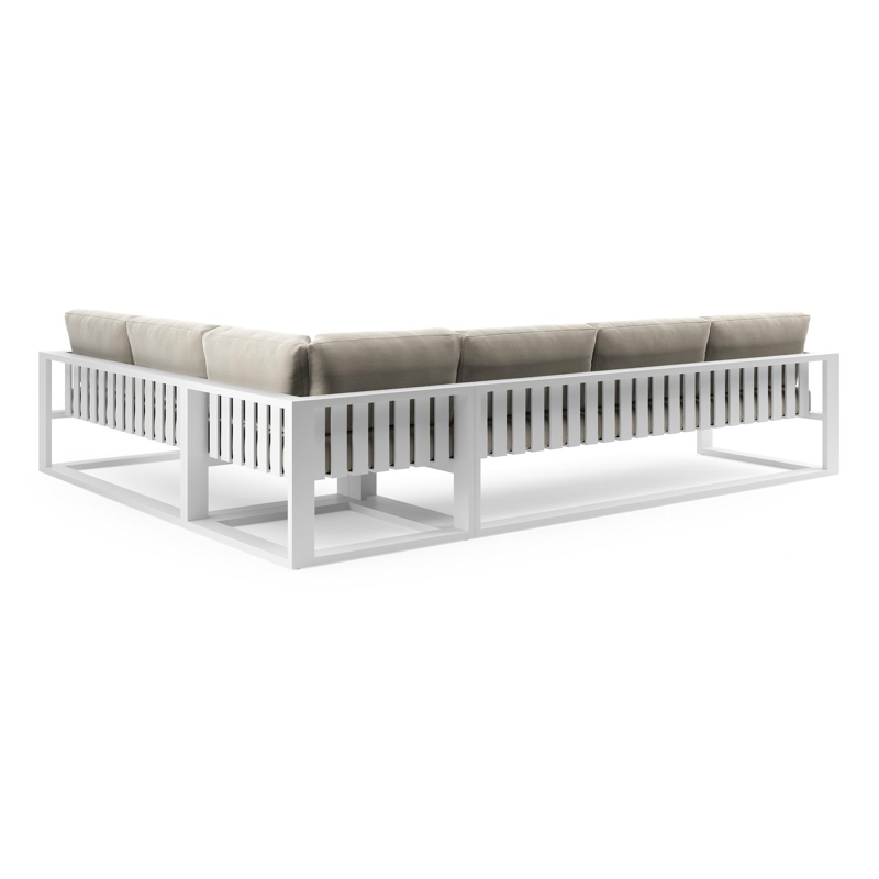 Verato loungehoek in wit aluminium met lopi marble all weather sunbrella® luxe kussen