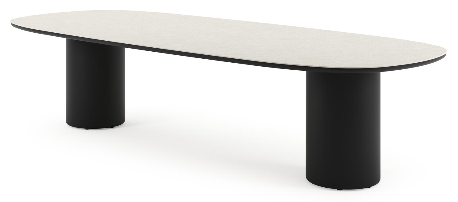 Amico tuintafel bombo in zwart aluminium en volkeramiek Shilin - L 320 x B 130 x H 73.5 cm